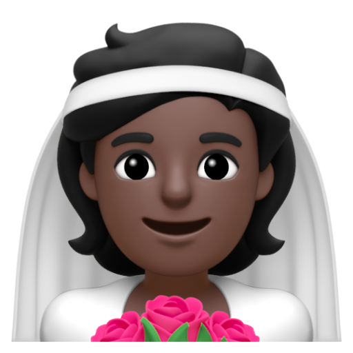 Emoji Người đội khăn voan: màu da tối 👰🏿 dạng 3D