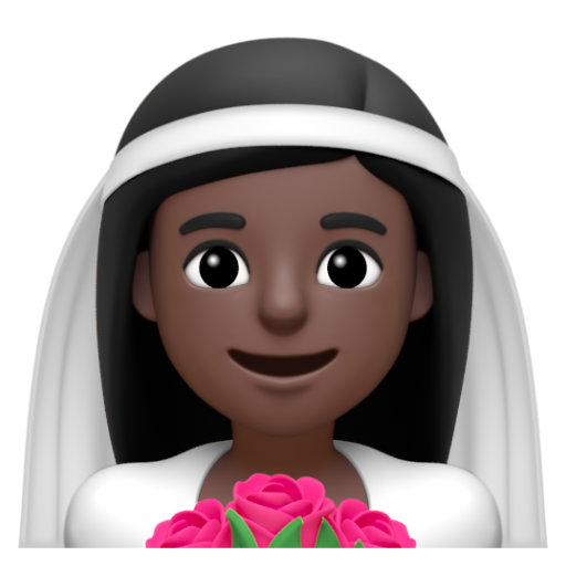 Emoji Người phụ nữ đội khăn voan: màu da tối 👰🏿‍♀ dạng 3D