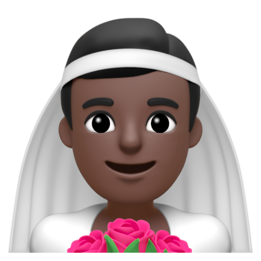 Emoji Người đàn ông đội khăn voan: màu da tối 👰🏿‍♂ dạng 3D