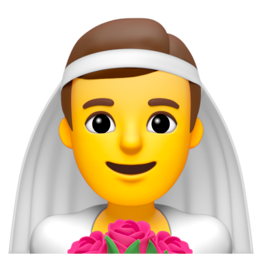 Emoji Người đàn ông đội khăn voan 👰‍♂ dạng 3D
