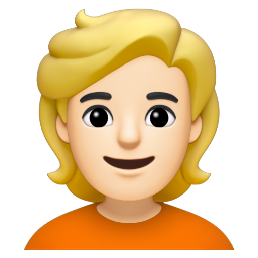 Emoji Người tóc vàng hoe: màu da sáng 👱🏻 dạng 3D