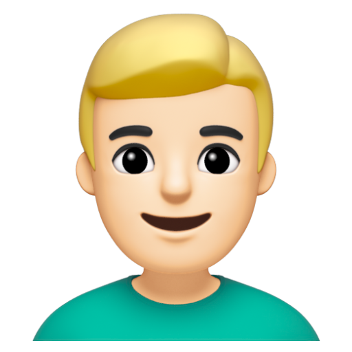 Emoji Người đàn ông tóc vàng hoe: màu da sáng 👱🏻‍♂ dạng 3D
