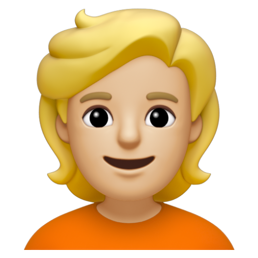 Emoji Người tóc vàng hoe: màu da sáng trung bình 👱🏼 dạng 3D