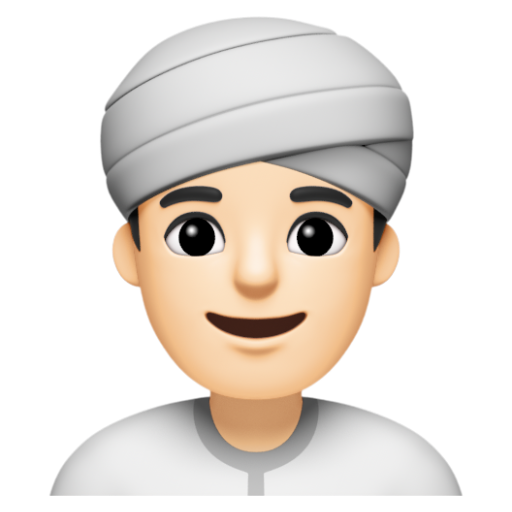 Emoji Người đàn ông đội khăn xếp: màu da sáng 👳🏻‍♂ dạng 3D