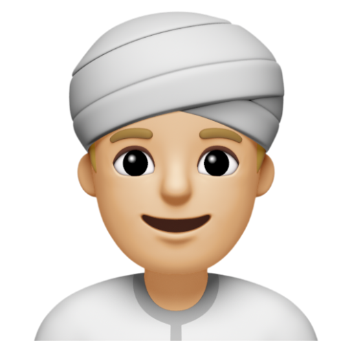 Emoji Người đàn ông đội khăn xếp: màu da sáng trung bình 👳🏼‍♂ dạng 3D
