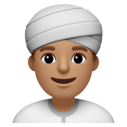 Emoji Người đàn ông đội khăn xếp: màu da trung bình 👳🏽‍♂ dạng 3D