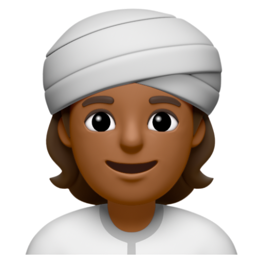 Emoji Người đội khăn xếp: màu da tối trung bình 👳🏾 dạng 3D