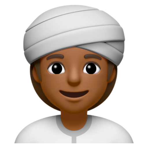 Emoji Người phụ nữ đội khăn xếp: màu da tối trung bình 👳🏾‍♀ dạng 3D
