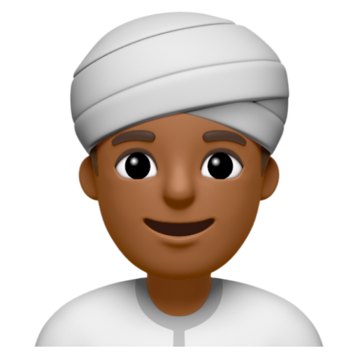Emoji Người đàn ông đội khăn xếp: màu da tối trung bình 👳🏾‍♂ dạng 3D