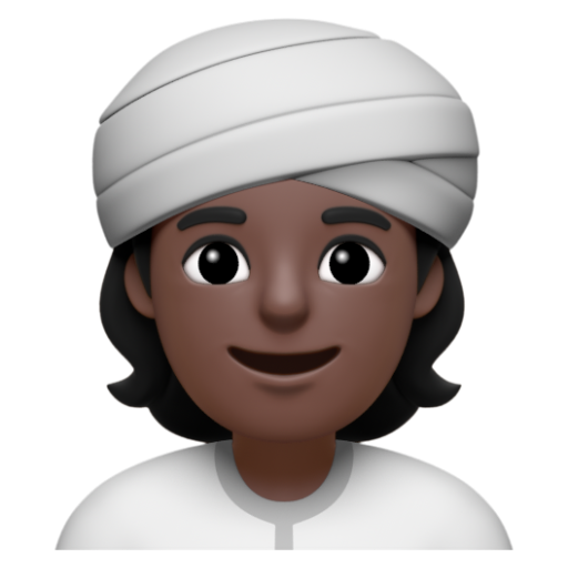 Emoji Người đội khăn xếp: màu da tối 👳🏿 dạng 3D