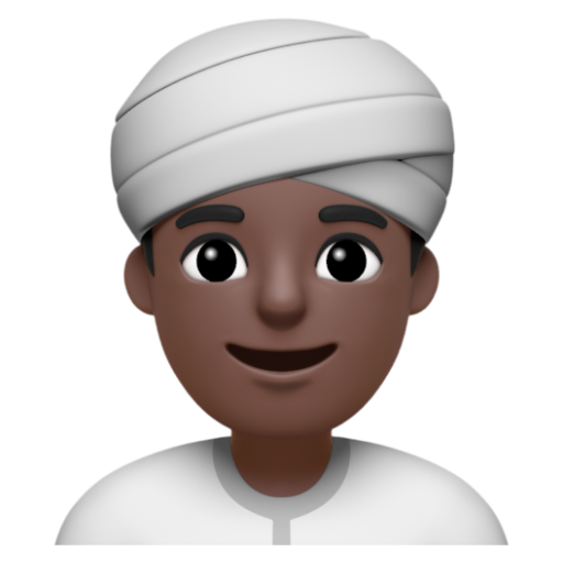 Emoji Người đàn ông đội khăn xếp: màu da tối 👳🏿‍♂ dạng 3D