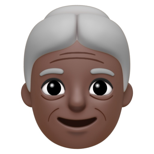 Emoji Cụ bà: màu da tối 👵🏿 dạng 3D