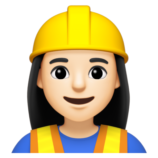 Emoji Công nhân xây dựng nữ: màu da sáng 👷🏻‍♀ dạng 3D