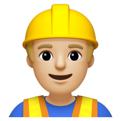 Emoji Công nhân xây dựng nam: màu da sáng trung bình 👷🏼‍♂ dạng 3D