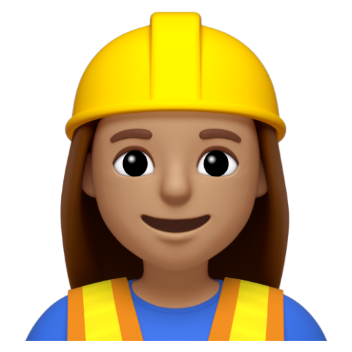 Emoji Công nhân xây dựng nữ: màu da trung bình 👷🏽‍♀ dạng 3D