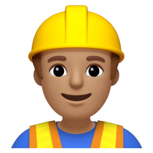Emoji Công nhân xây dựng nam: màu da trung bình 👷🏽‍♂ dạng 3D