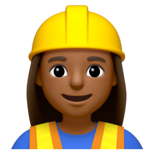 Emoji Công nhân xây dựng nữ: màu da tối trung bình 👷🏾‍♀ dạng 3D