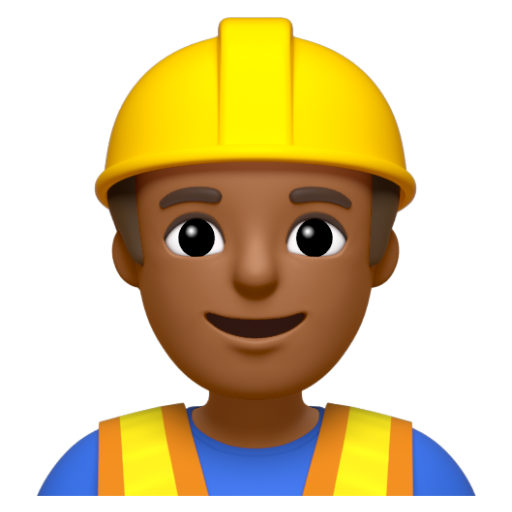 Emoji Công nhân xây dựng nam: màu da tối trung bình 👷🏾‍♂ dạng 3D