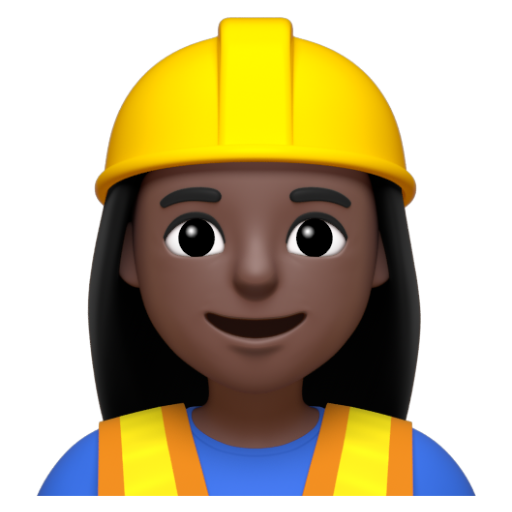 Emoji Công nhân xây dựng nữ: màu da tối 👷🏿‍♀ dạng 3D