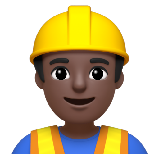 Emoji Công nhân xây dựng nam: màu da tối 👷🏿‍♂ dạng 3D