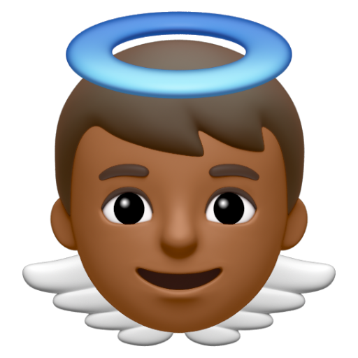 Emoji Thiên thần nhỏ: màu da tối trung bình 👼🏾 dạng 3D