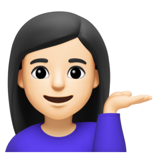 Emoji Người phụ nữ ra hiệu trợ giúp: màu da sáng 💁🏻‍♀ dạng 3D