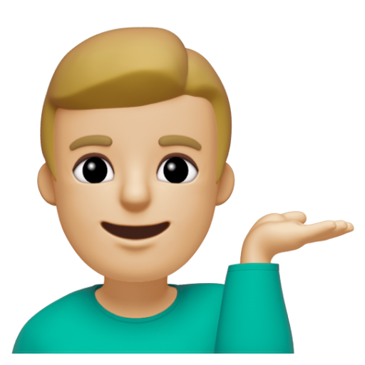 Emoji Người đàn ông ra hiệu trợ giúp: màu da sáng trung bình 💁🏼‍♂ dạng 3D