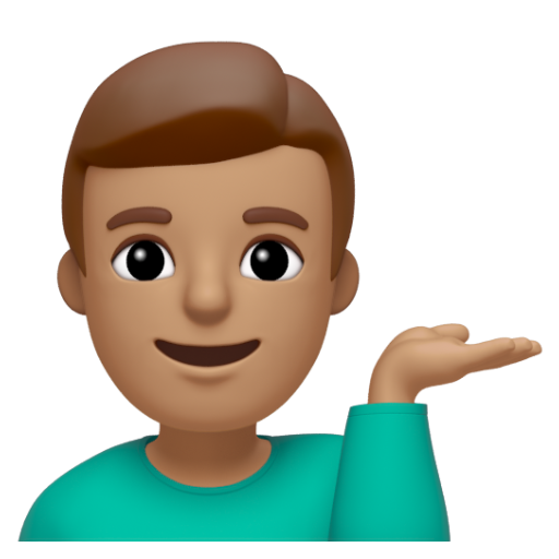 Emoji Người đàn ông ra hiệu trợ giúp: màu da trung bình 💁🏽‍♂ dạng 3D