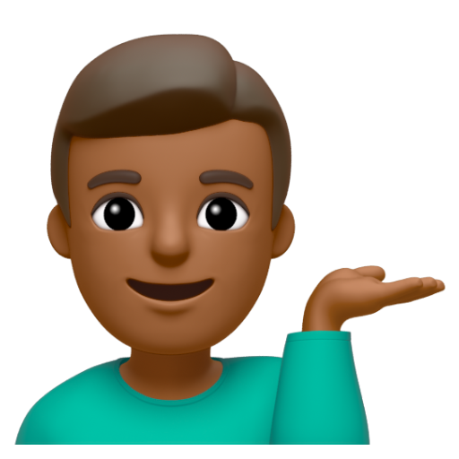 Emoji Người đàn ông ra hiệu trợ giúp: màu da tối trung bình 💁🏾‍♂ dạng 3D