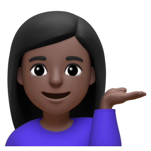 Emoji Người phụ nữ ra hiệu trợ giúp: màu da tối 💁🏿‍♀ dạng 3D