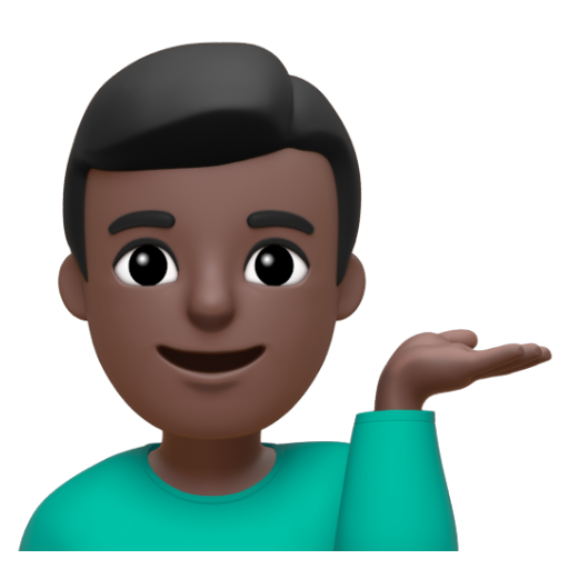 Emoji Người đàn ông ra hiệu trợ giúp: màu da tối 💁🏿‍♂ dạng 3D