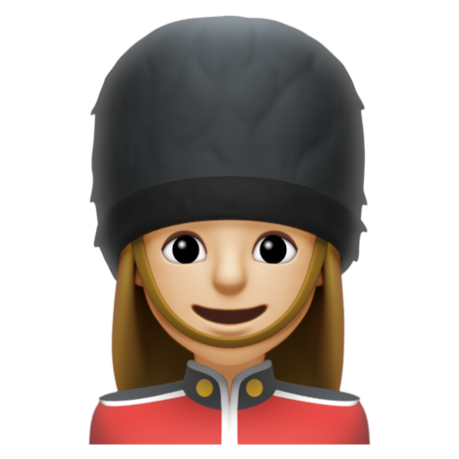 Emoji Bảo vệ nữ: màu da sáng trung bình 💂🏼‍♀ dạng 3D