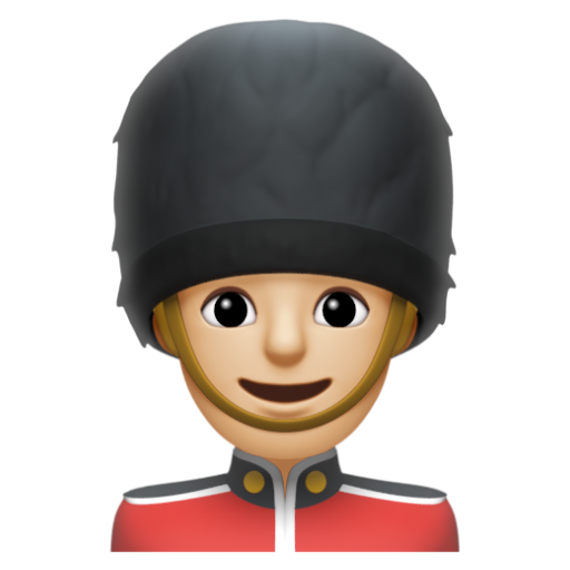 Emoji Bảo vệ nam: màu da sáng trung bình 💂🏼‍♂ dạng 3D