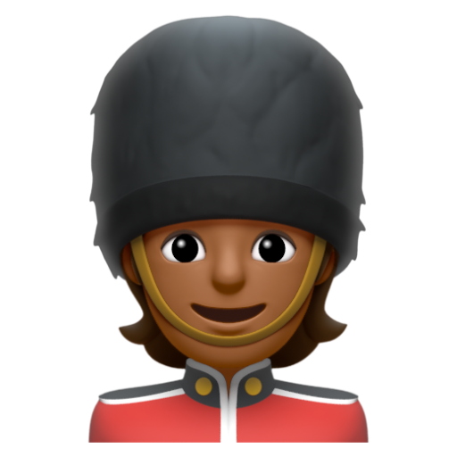 Emoji Bảo vệ: màu da tối trung bình 💂🏾 dạng 3D