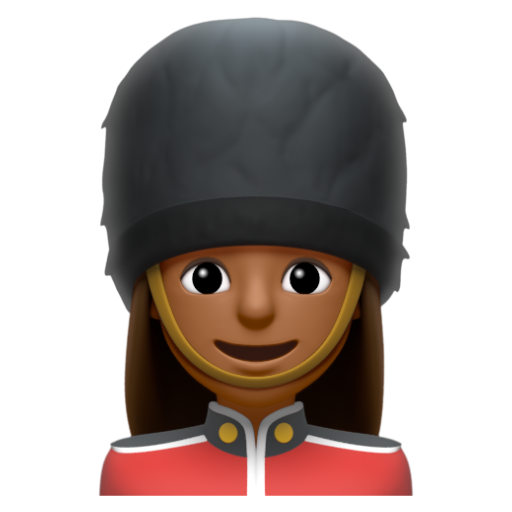 Emoji Bảo vệ nữ: màu da tối trung bình 💂🏾‍♀ dạng 3D