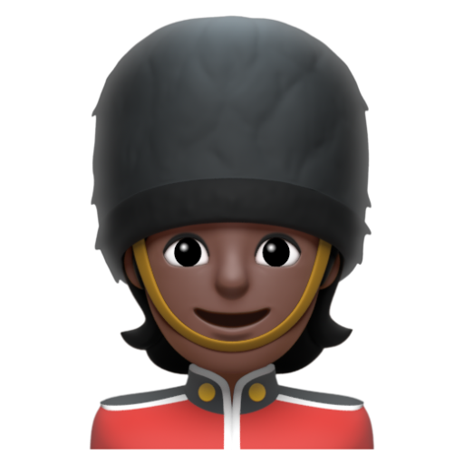 Emoji Bảo vệ: màu da tối 💂🏿 dạng 3D