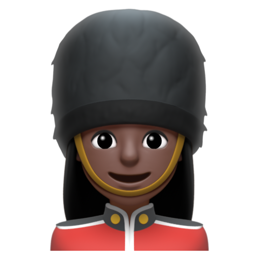 Emoji Bảo vệ nữ: màu da tối 💂🏿‍♀ dạng 3D