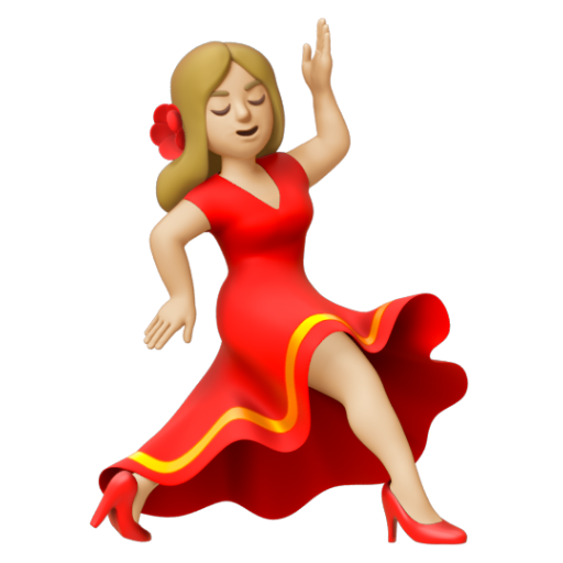 Emoji Người phụ nữ đang khiêu vũ: màu da sáng trung bình 💃🏼 dạng 3D