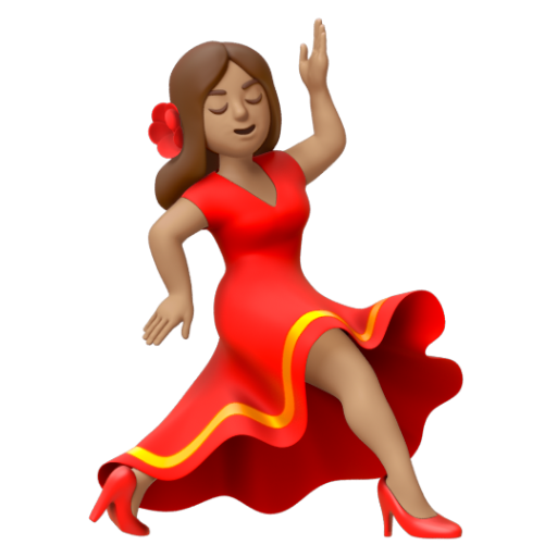 Emoji Người phụ nữ đang khiêu vũ: màu da trung bình 💃🏽 dạng 3D