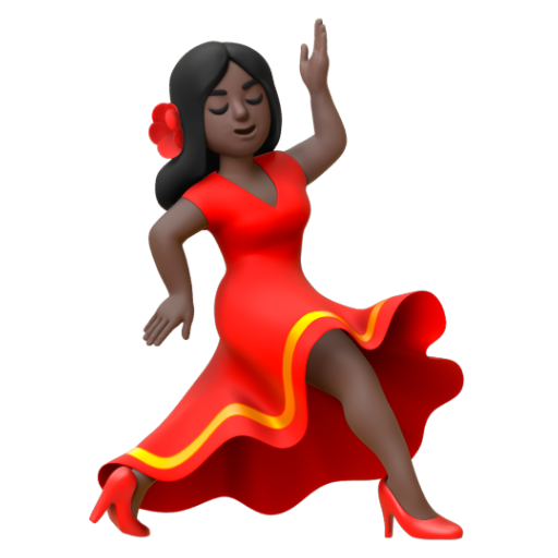 Emoji Người phụ nữ đang khiêu vũ: màu da tối 💃🏿 dạng 3D
