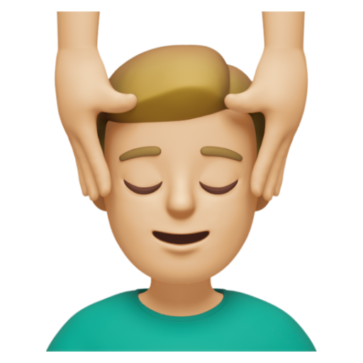 Emoji Người đàn ông được xoa bóp mặt: màu da sáng trung bình 💆🏼‍♂ dạng 3D