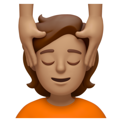Emoji Người được xoa bóp mặt: màu da trung bình 💆🏽 dạng 3D