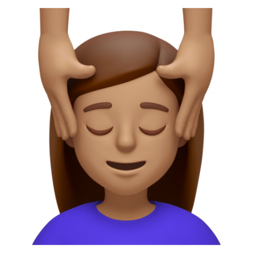 Emoji Người phụ nữ được xoa bóp mặt: màu da trung bình 💆🏽‍♀ dạng 3D
