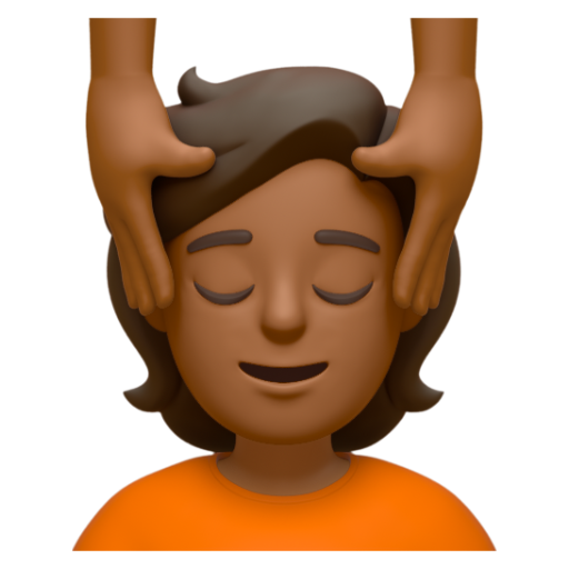Emoji Người được xoa bóp mặt: màu da tối trung bình 💆🏾 dạng 3D