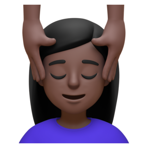 Emoji Người phụ nữ được xoa bóp mặt: màu da tối 💆🏿‍♀ dạng 3D