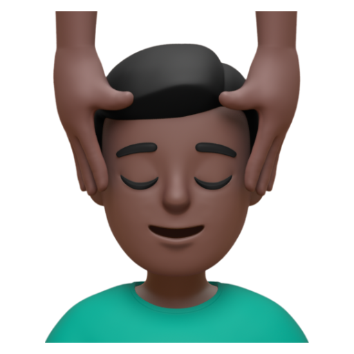 Emoji Người đàn ông được xoa bóp mặt: màu da tối 💆🏿‍♂ dạng 3D