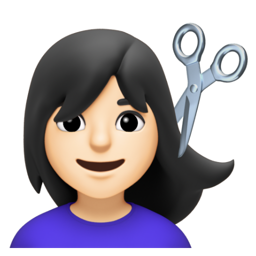 Emoji Người phụ nữ được cắt tóc: màu da sáng 💇🏻‍♀ dạng 3D