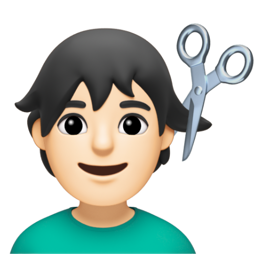Emoji Người đàn ông được cắt tóc: màu da sáng 💇🏻‍♂ dạng 3D