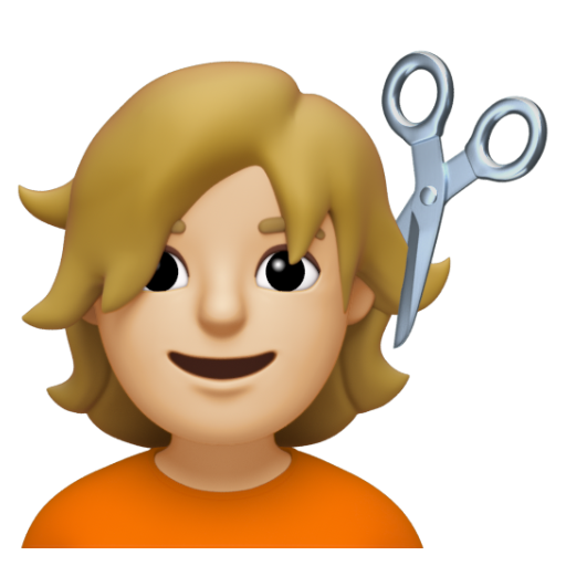 Emoji Người được cắt tóc: màu da sáng trung bình 💇🏼 dạng 3D