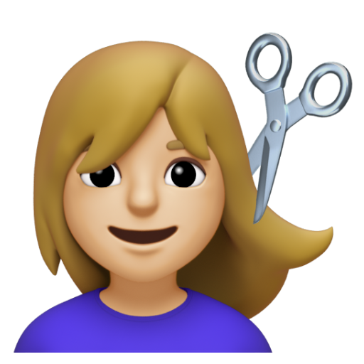 Emoji Người phụ nữ được cắt tóc: màu da sáng trung bình 💇🏼‍♀ dạng 3D